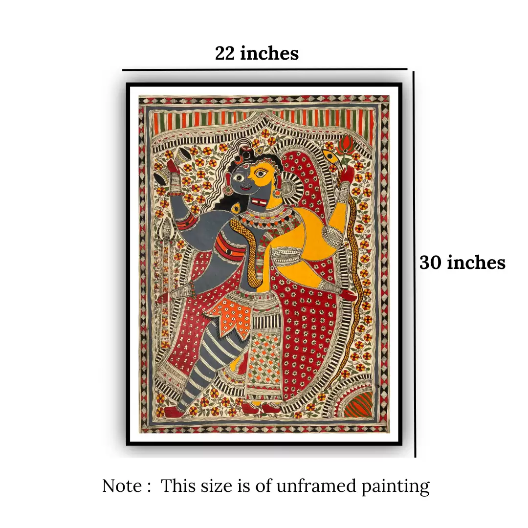 Madhubani Art Handmade Painting | Ardhnareshwara | Traditional Art Unframed Painting for Home décor