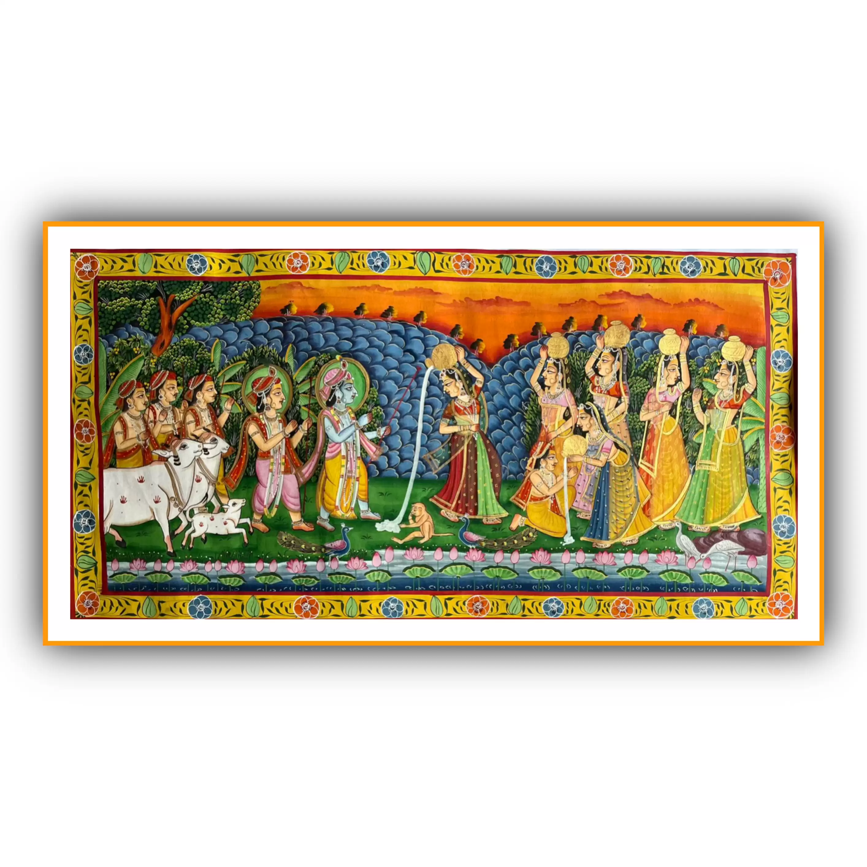 Shrinath ji  with Gopi in Forest Pichwai Art Painting for Home Wall Art Decor