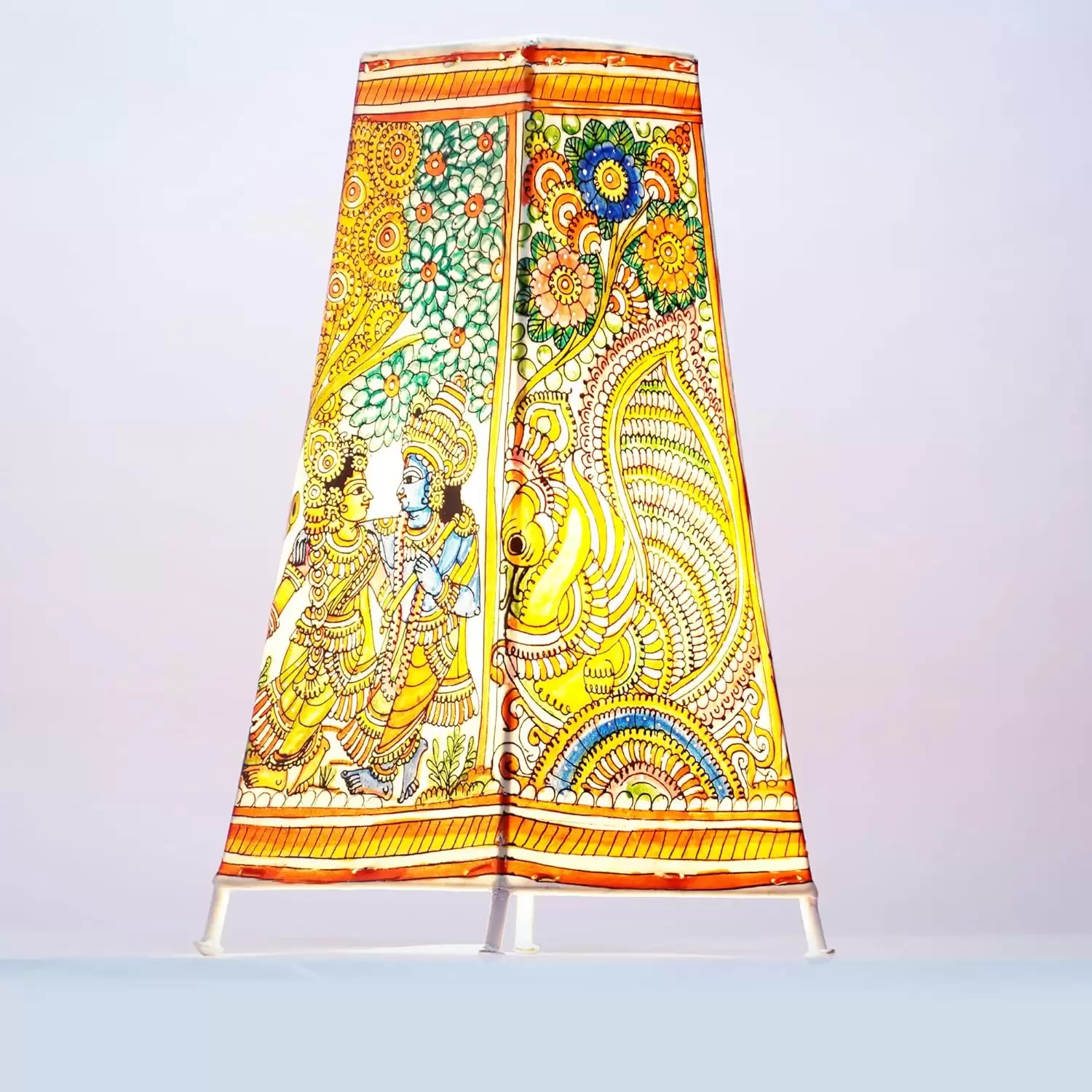 Artdarshan Andhra Handpainted Leather Floor Lamp | Handmade Leather Tholu Lamp | Size 32.5x15.5 cm | Decorative Lamps Diwali Gift