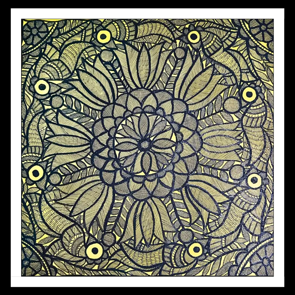 Handmade Mandala Art | Intricate Floral & Geometric Design in Black Ink