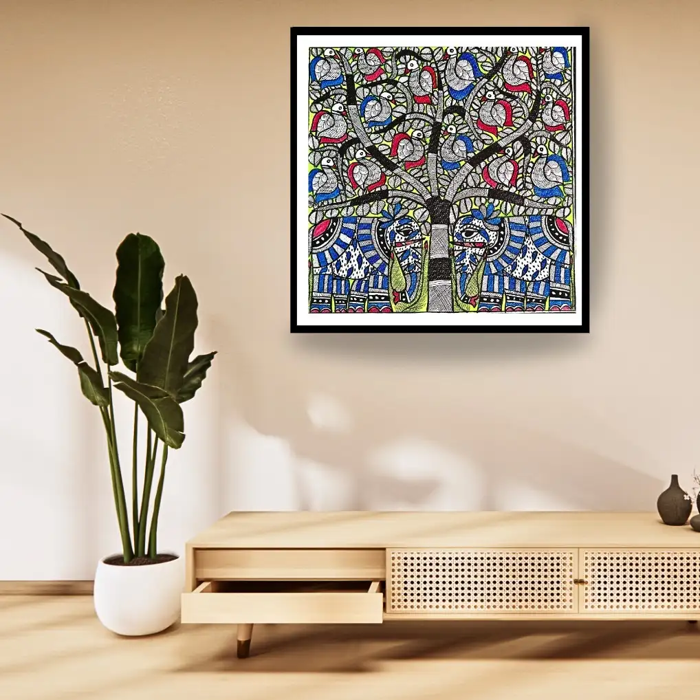 Handmade Madhubani Elephant Painting – Traditional Mithila Folk Art