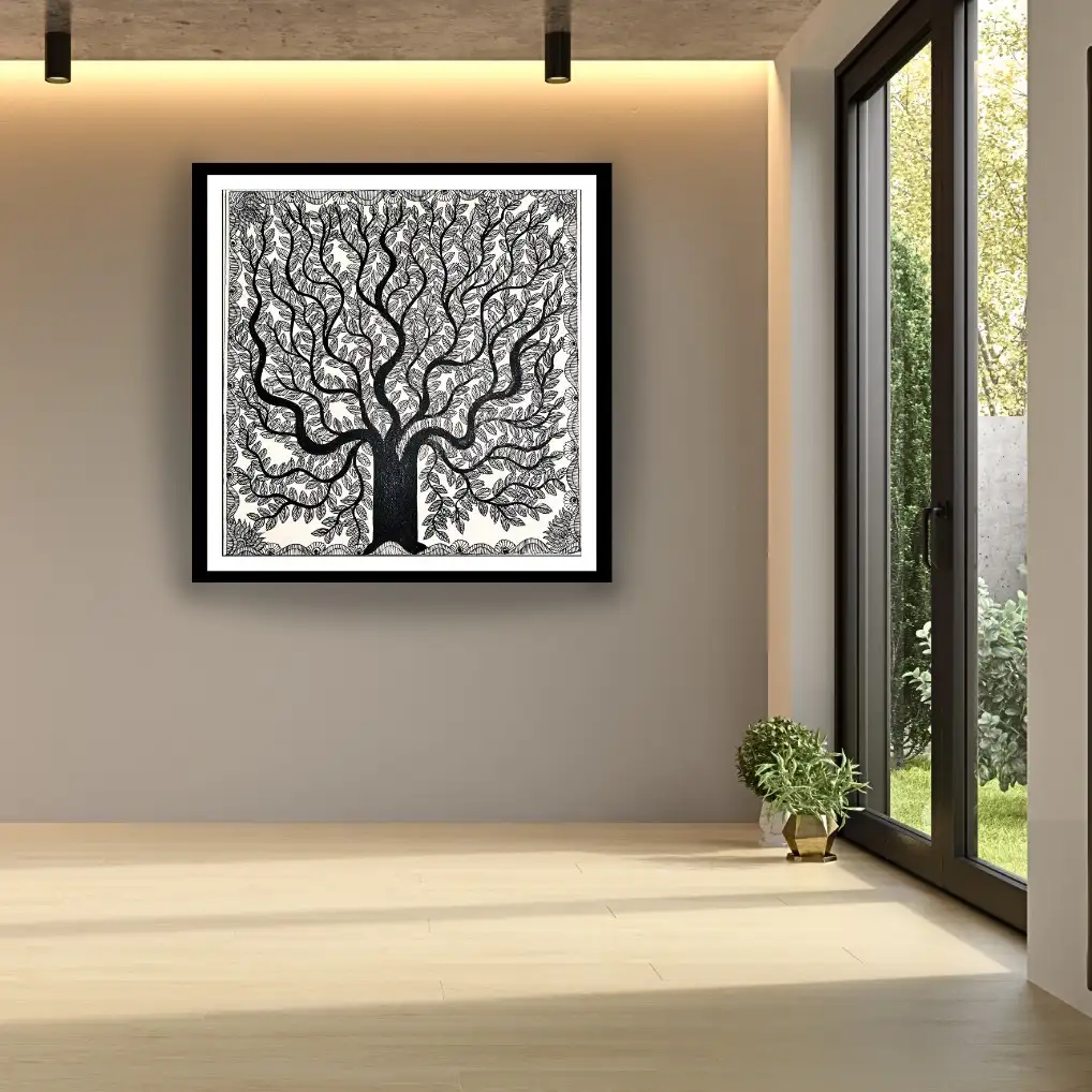 Handmade Madhubani Tree Painting – Symbol of Life, Growth & Harmony