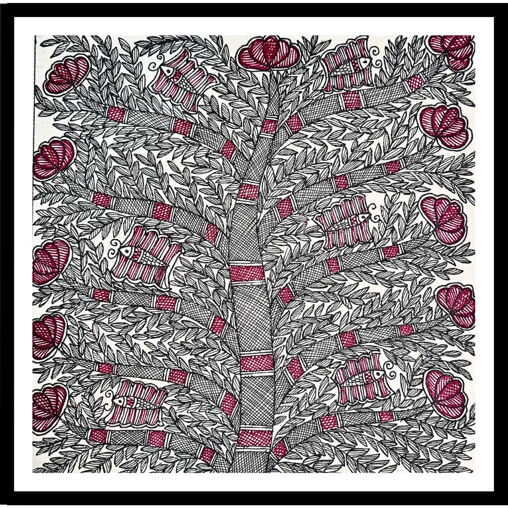 Handmade Madhubani Tree Painting – Symbol of Growth, Strength & Prosperity