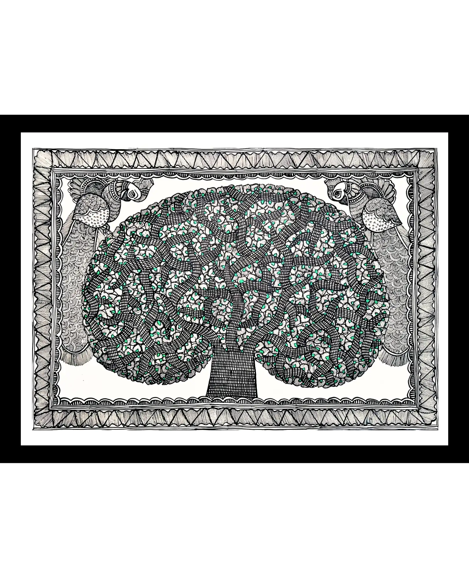 Tree of Life Handmade Madhubani Painting – Traditional Mithila Folk Art - size 22x30 Inches