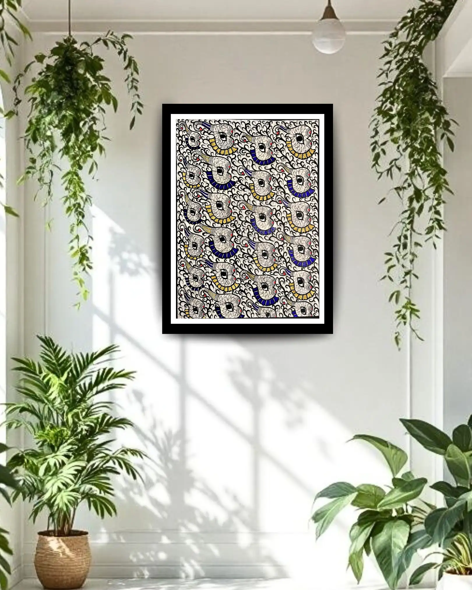 Elephant Face Handmade Madhubani Painting – Traditional Mithila Folk Art