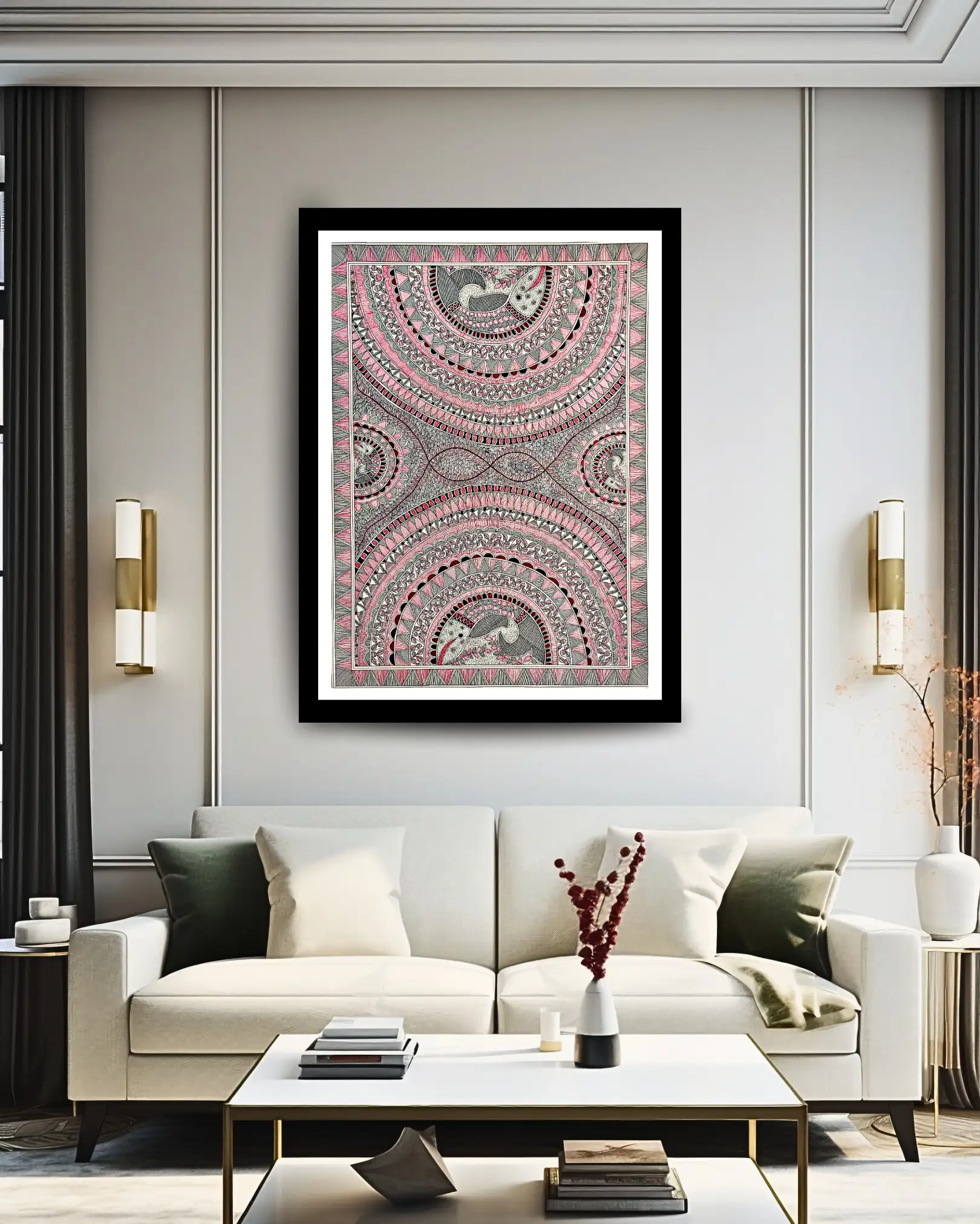 Fish Madhubani Handmade Painting (Unframed, 22x30 inches) – Traditional Mithila Folk Art