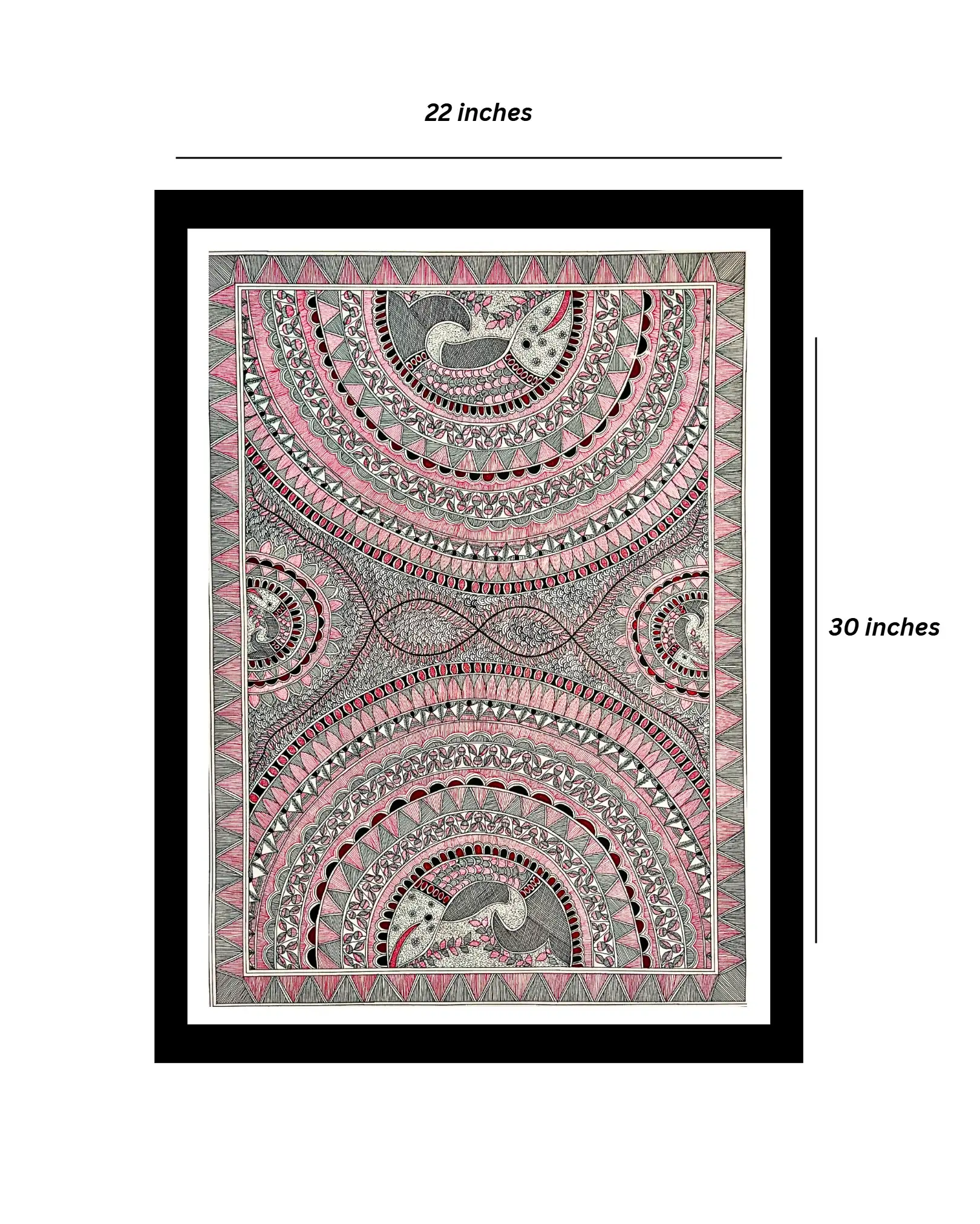 Fish Madhubani Handmade Painting (Unframed, 22x30 inches) – Traditional Mithila Folk Art